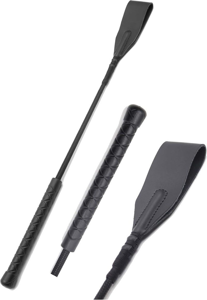 RIDIN Genuine Leather Riding Crop, Riding Crop Leather, Equestrian Whip, Crop for Horses, Black Riding Crop, Horseback Crop - Image 1